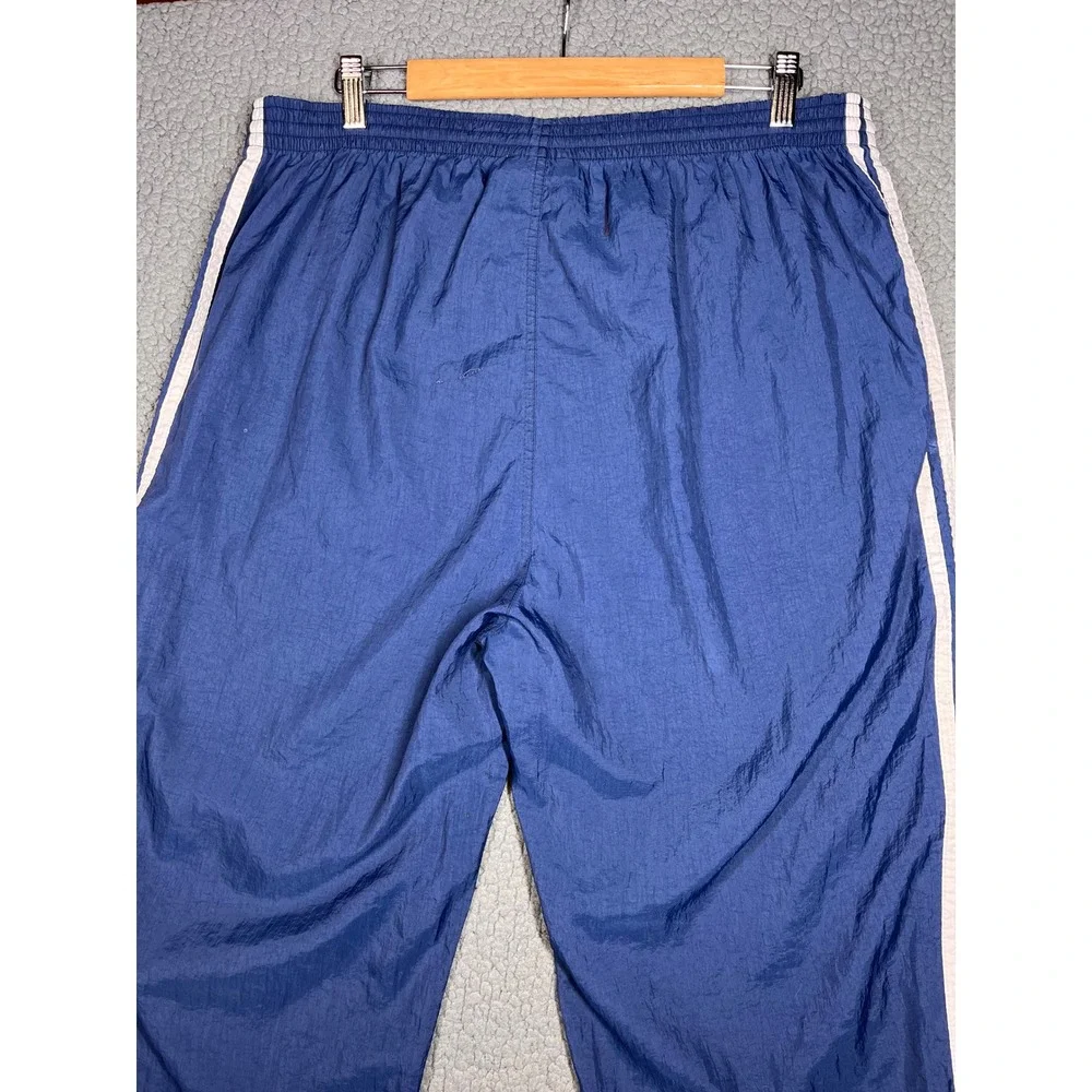 Adidas Vintage Mens Nylon Track Pants XL Blue White Stripe Windbreaker Joggers - Picture 7 of 16